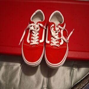 Vans Red Kids Sneakers with White Accents
